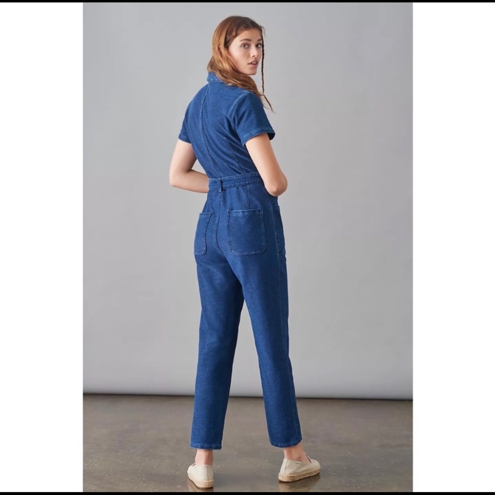 Anthropologie Pilcro Belted Relaxed Fit Snap Front Denim Jumpsuit SMALL